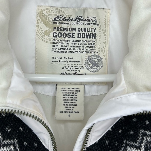 Women’s Size Small White Puffer Vest Eddie Bauer Premium Goose Down Nordic Style - Picture 2 of 16